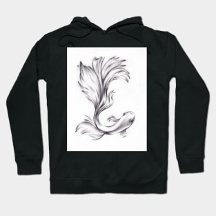 Bathing Beauty - Charcoal pencil drawing of a Betta Fighting Fish Hoodie